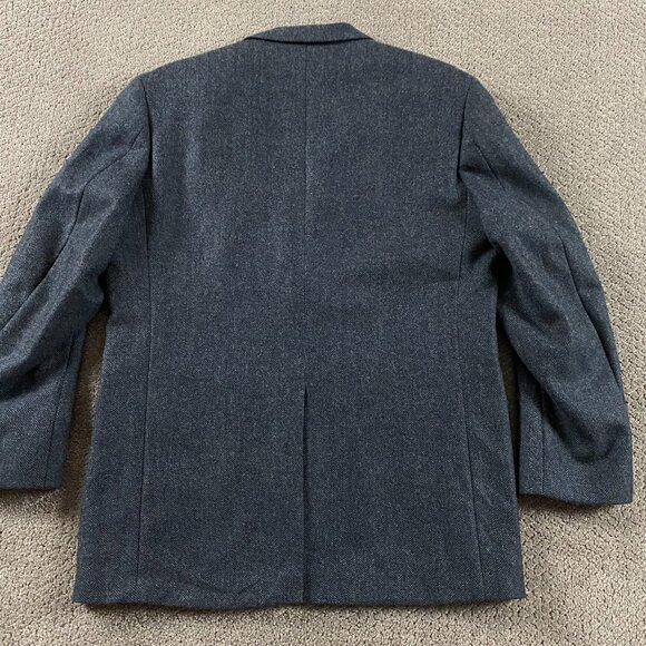 Lands' End Lambs Wool Herringbone Tweed Blazer Sport Coat Men's 40R Blue Gray - Picture 4 of 15